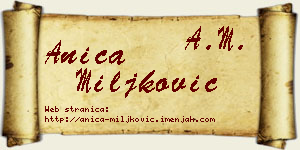 Anica Miljković vizit kartica